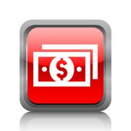 Money icon on a square button - RubyRedSeries