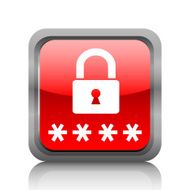 Security icon on a square button - RubyRedSeries