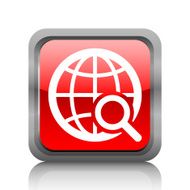 Globe icon on a square button - RubyRedSeries
