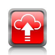 Cloud Computing icon on a square button - RubyRedSeries