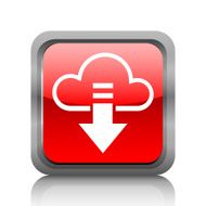 Cloud Computing icon on a square button - RubyRedSeries N2