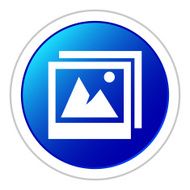 Photographs icon on a round button - StickerSeries