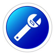 Wrench icon on a round button - StickerSeries