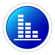 Bar Graph icon on a round button - StickerSeries N46