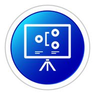 Projection Screen icon on a round button - StickerSeries