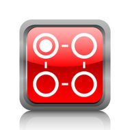 Flowchart icon on a square button - RubyRedSeries