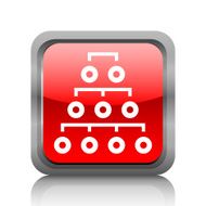 Organization Chart icon on a square button - RubyRedSeries