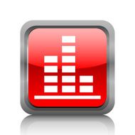 Bar Graph icon on a square button - RubyRedSeries N52