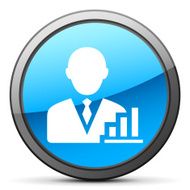 Businessman icon on a round button - Bright Series N2