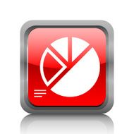 Pie Chart icon on a square button - RubyRed Series
