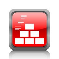 Pyramid icon on a square button - RubyRed Series