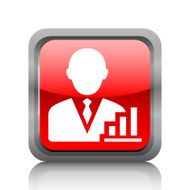 Businessman icon on a square button - RubyRed Series N2