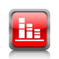 Bar Graph icon on a square button - RubyRed Series N3