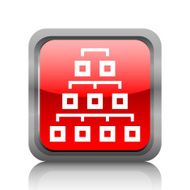 Organization Chart icon on a square button - RubyRed Series