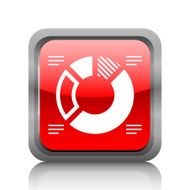 Donut Chart icon on a square button - RubyRed Series