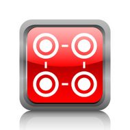 Flowchart icon on a square button - RubyRed Series N2