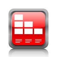 Bar Graph icon on a square button - RubyRed Series N4