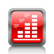 Bar Graph icon on a square button - RubyRed Series N5