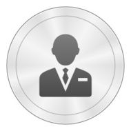Businessman icon on a round button - Sharp Series