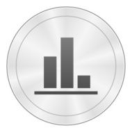 Bar Graph icon on a round button - Sharp Series