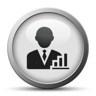 Businessman icon on a silver button - Silver Series N2