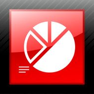 Pie Chart icon on a square button - Sleek Series
