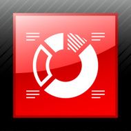 Donut Chart icon on a square button - Sleek Series