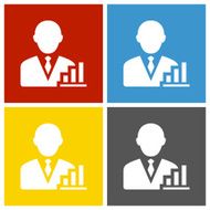 Businessman icon on square buttons - Square Series N2