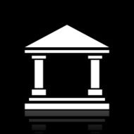 Bank icon on a black background - White Series N3