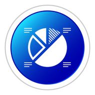 Pie Chart icon on a round button - Sticker Series N2