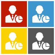 Businessman icon on square buttons - Square Series N6