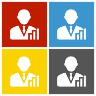 Businessman icon on square buttons - Square Series N7