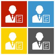 Businessman icon on square buttons - Square Series N8