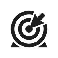 black and white icon of Target with arrow
