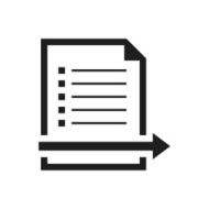 black and white icon of Document with arrow