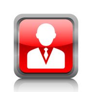 Businessman icon on a square button - RubyRed Series N4