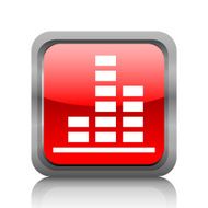 Bar Graph icon on a square button - RubyRed Series N6