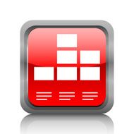 Bar Graph icon on a square button - RubyRed Series N7