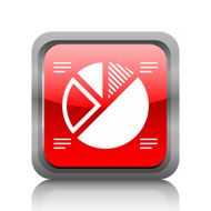 Pie Chart icon on a square button - RubyRed Series N2