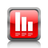 Bar Graph icon on a square button - RubyRed Series N10
