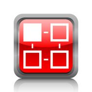 Flowchart icon on a square button - RubyRed Series N6