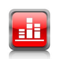 Bar Graph icon on a square button - RubyRed Series N11