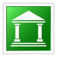 Bank icon on a square button - Flat Series N3
