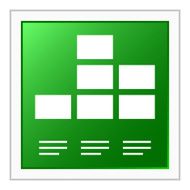 Bar Graph icon on a square button - Flat Series N7