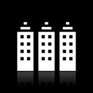 Office Building icon on a black background - White Series