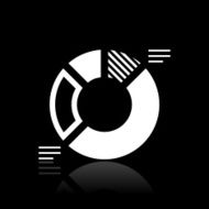 Donut Chart icon on a black background - White Series N3