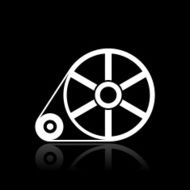 Flywheel icon on a black background - White Series