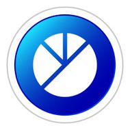 Pie Chart icon on a round button - Sticker Series N3