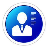 Businessman icon on a round button - Sticker Series N10