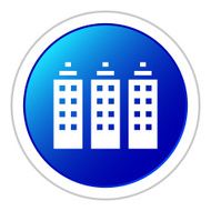 Office Building icon on a round button - Sticker Series
